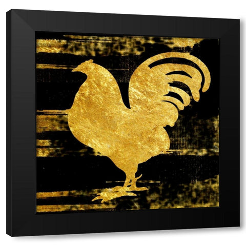Gold Rush Rooster Black Modern Wood Framed Art Print by Lewis, Sheldon