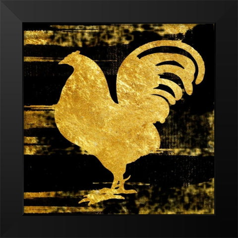 Gold Rush Rooster Black Modern Wood Framed Art Print by Lewis, Sheldon