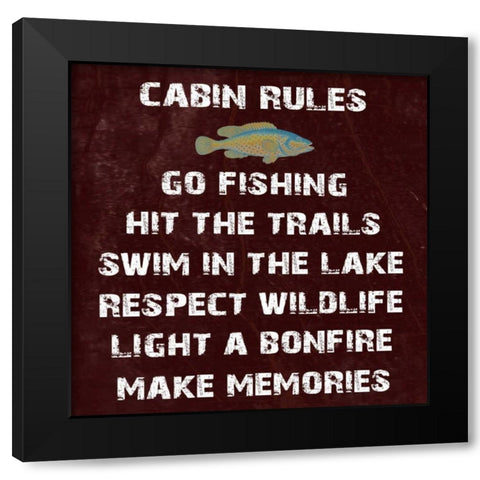 Cabin Rules Black Modern Wood Framed Art Print by Lewis, Sheldon