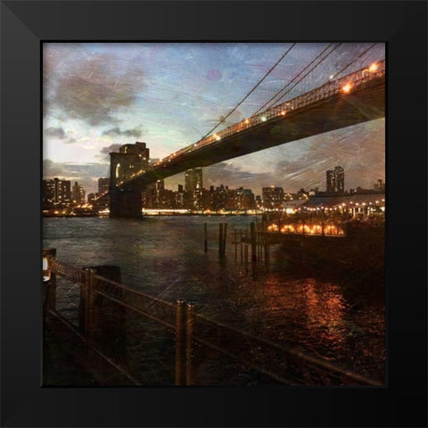 New York Magic Black Modern Wood Framed Art Print by Lewis, Sheldon