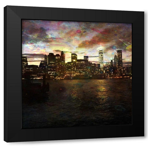 Magical New York Black Modern Wood Framed Art Print with Double Matting by Lewis, Sheldon