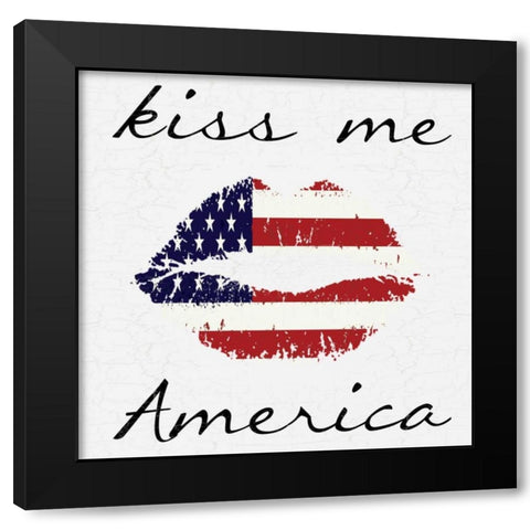 Kiss Me America Black Modern Wood Framed Art Print by Lewis, Sheldon