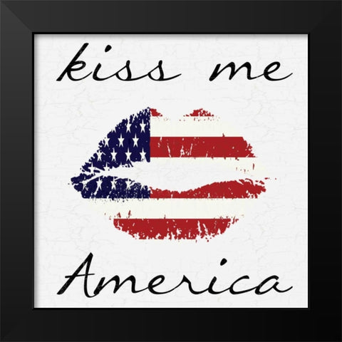 Kiss Me America Black Modern Wood Framed Art Print by Lewis, Sheldon