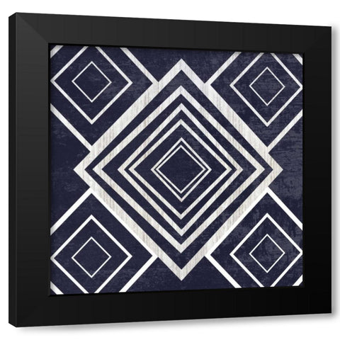 Indigo Geometrical Gem 1 Black Modern Wood Framed Art Print with Double Matting by Lewis, Sheldon