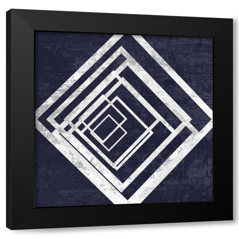 Indigo And White Escape Black Modern Wood Framed Art Print with Double Matting by Lewis, Sheldon