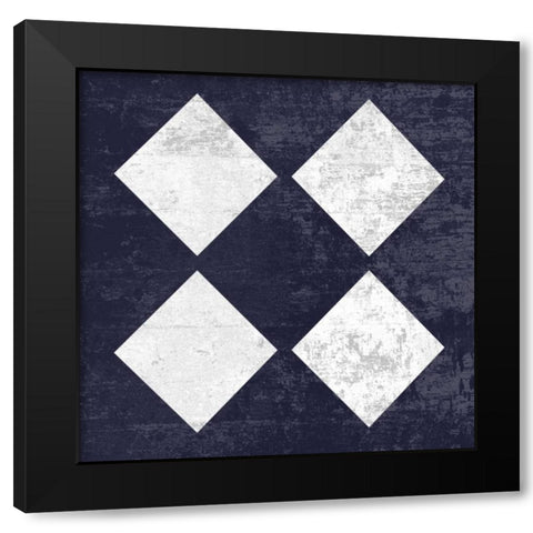 Indigo And White Diamond Mine Black Modern Wood Framed Art Print with Double Matting by Lewis, Sheldon