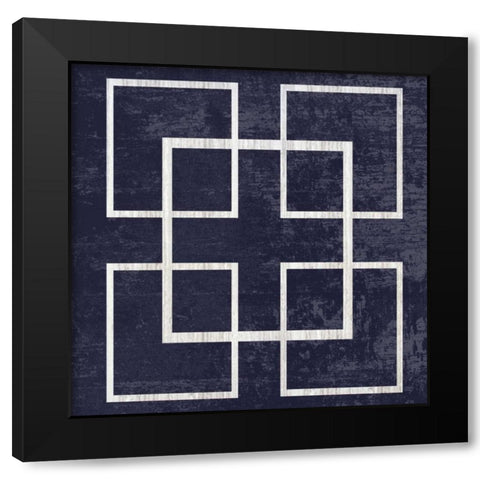 Indigo And White City Square Black Modern Wood Framed Art Print by Lewis, Sheldon