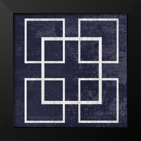 Indigo And White City Square Black Modern Wood Framed Art Print by Lewis, Sheldon