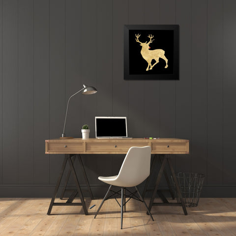 Run Run Rudolph Black Modern Wood Framed Art Print by Lewis, Sheldon