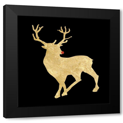 Run Run Rudolph Black Modern Wood Framed Art Print by Lewis, Sheldon