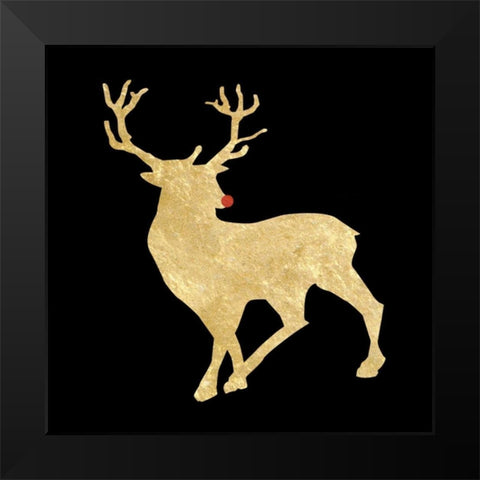 Run Run Rudolph Black Modern Wood Framed Art Print by Lewis, Sheldon