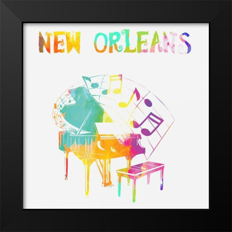 New Orleans Piano Black Modern Wood Framed Art Print by Lewis, Sheldon
