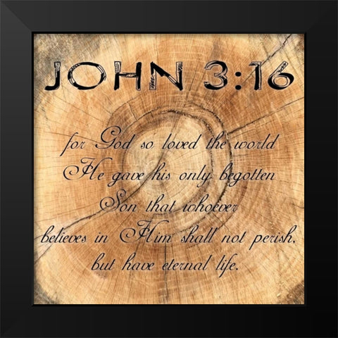 John 3-16 Black Modern Wood Framed Art Print by Lewis, Sheldon