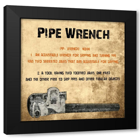 Pipe Wrench Black Modern Wood Framed Art Print with Double Matting by Lewis, Sheldon