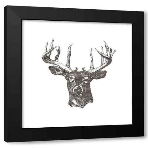 Big Buck Black Modern Wood Framed Art Print with Double Matting by Lewis, Sheldon