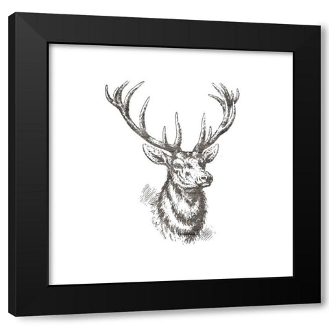 Big Buck 2 Black Modern Wood Framed Art Print with Double Matting by Lewis, Sheldon