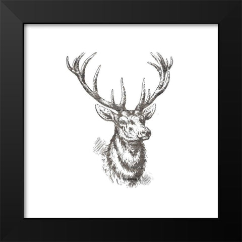 Big Buck 2 Black Modern Wood Framed Art Print by Lewis, Sheldon