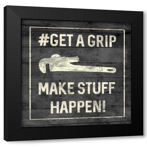 Get A Grip Black Modern Wood Framed Art Print by Lewis, Sheldon