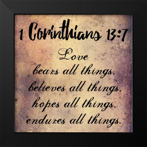 Love Endures All Things Black Modern Wood Framed Art Print by Lewis, Sheldon