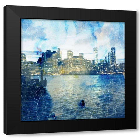 My Magical New York Black Modern Wood Framed Art Print with Double Matting by Lewis, Sheldon
