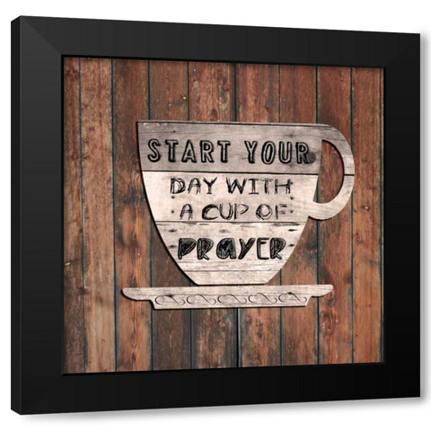I Start My Day Praying Black Modern Wood Framed Art Print with Double Matting by Lewis, Sheldon