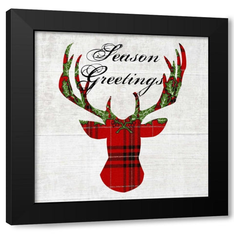 Hello Deer Black Modern Wood Framed Art Print by Lewis, Sheldon