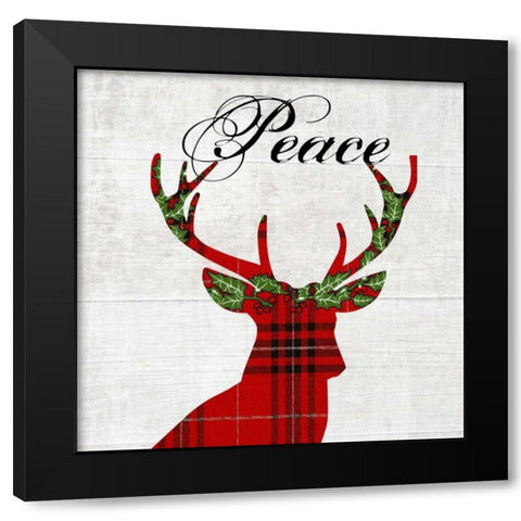 Hello Deer 2 Black Modern Wood Framed Art Print by Lewis, Sheldon