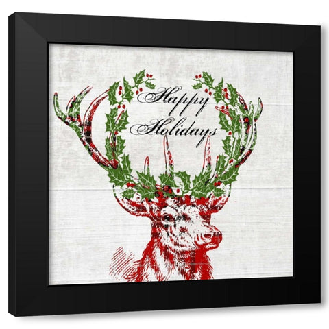 Hello Deer 3 Black Modern Wood Framed Art Print by Lewis, Sheldon