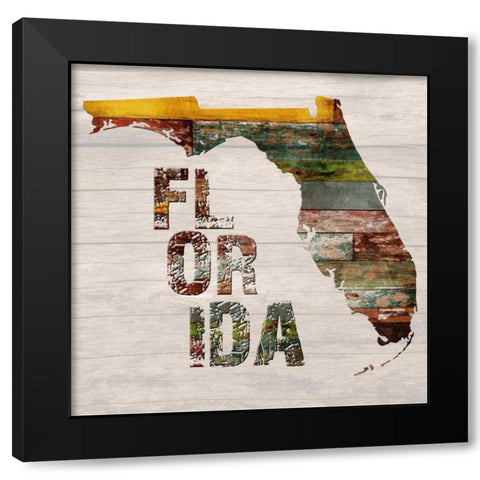 Florida Map Black Modern Wood Framed Art Print by Lewis, Sheldon