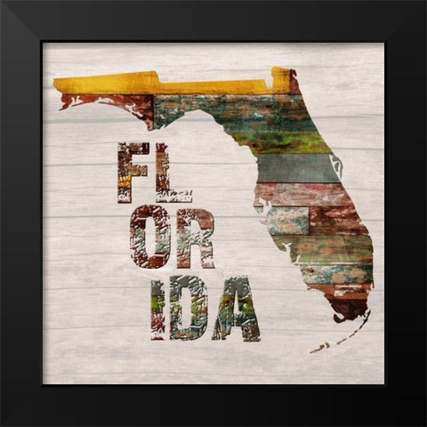 Florida Map Black Modern Wood Framed Art Print by Lewis, Sheldon