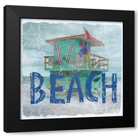 Beach Florida Black Modern Wood Framed Art Print by Lewis, Sheldon