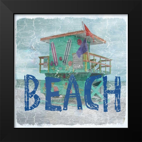 Beach Florida Black Modern Wood Framed Art Print by Lewis, Sheldon
