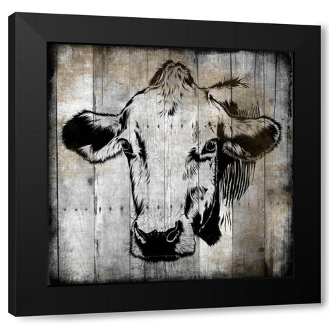 Bull Headed Black Modern Wood Framed Art Print by Lewis, Sheldon