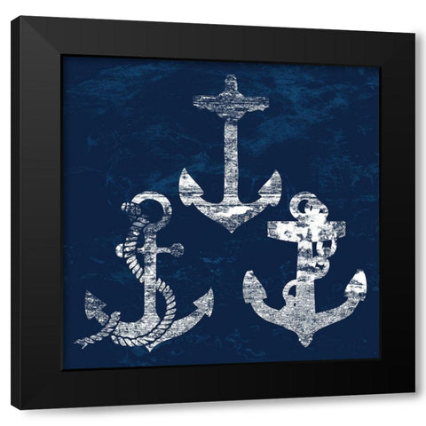 Anchor At The Coast Black Modern Wood Framed Art Print with Double Matting by Lewis, Sheldon