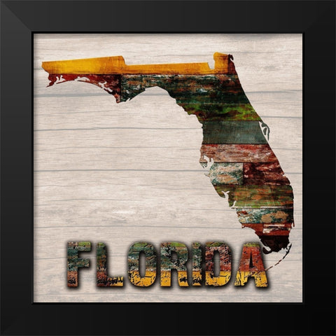 Florida Wooden Map Black Modern Wood Framed Art Print by Lewis, Sheldon