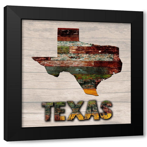 Texas Wooden Map Black Modern Wood Framed Art Print with Double Matting by Lewis, Sheldon