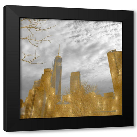 Golden New York Black Modern Wood Framed Art Print by Lewis, Sheldon
