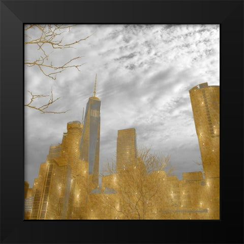 Golden New York Black Modern Wood Framed Art Print by Lewis, Sheldon
