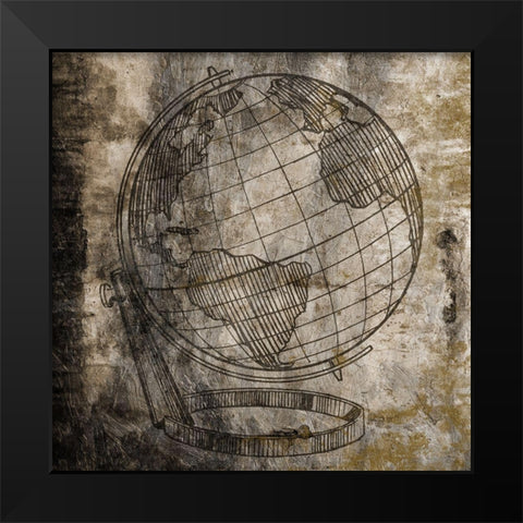 Travel All Over Black Modern Wood Framed Art Print by Lewis, Sheldon