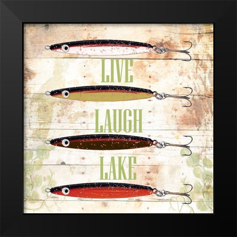 Live Laugh Lake Black Modern Wood Framed Art Print by Lewis, Sheldon