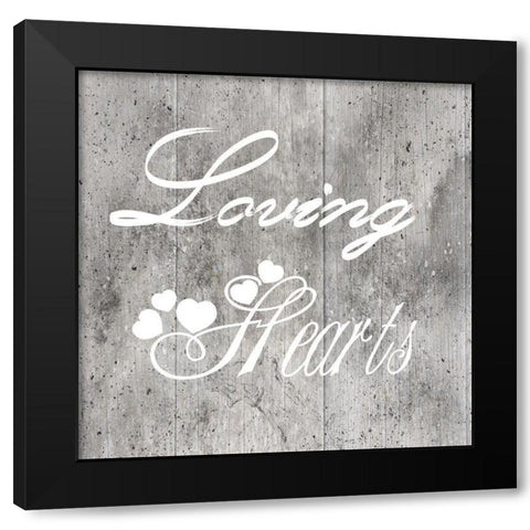 Loving Hearts Black Modern Wood Framed Art Print with Double Matting by Lewis, Sheldon