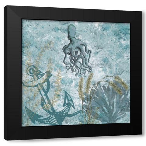 Deep Ocean Blue Black Modern Wood Framed Art Print with Double Matting by Lewis, Sheldon
