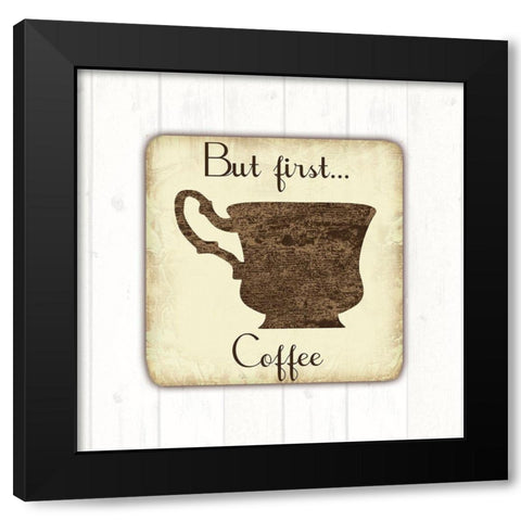 Coffee First Black Modern Wood Framed Art Print with Double Matting by Lewis, Sheldon