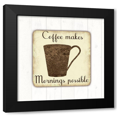 Coffee Power Black Modern Wood Framed Art Print by Lewis, Sheldon