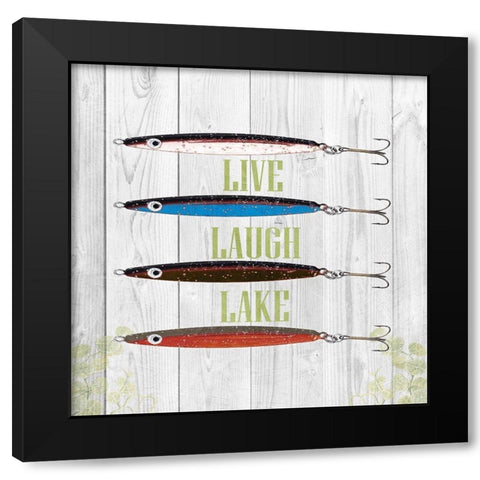 Live Laugh Lake Black Modern Wood Framed Art Print by Lewis, Sheldon