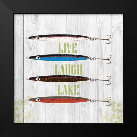 Live Laugh Lake Black Modern Wood Framed Art Print by Lewis, Sheldon