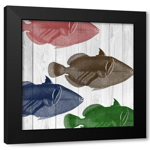 Fishes Black Modern Wood Framed Art Print by Lewis, Sheldon