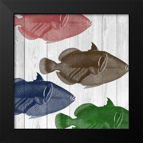 Fishes Black Modern Wood Framed Art Print by Lewis, Sheldon