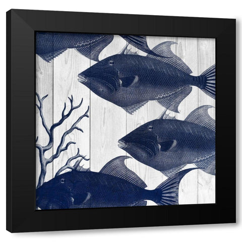 Fishes 2 Black Modern Wood Framed Art Print with Double Matting by Lewis, Sheldon