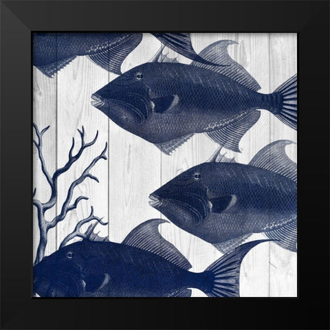 Fishes 2 Black Modern Wood Framed Art Print by Lewis, Sheldon